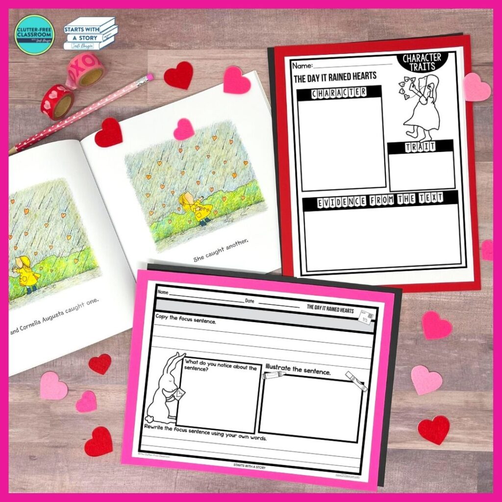 The Day it Rained Hearts book and worksheets