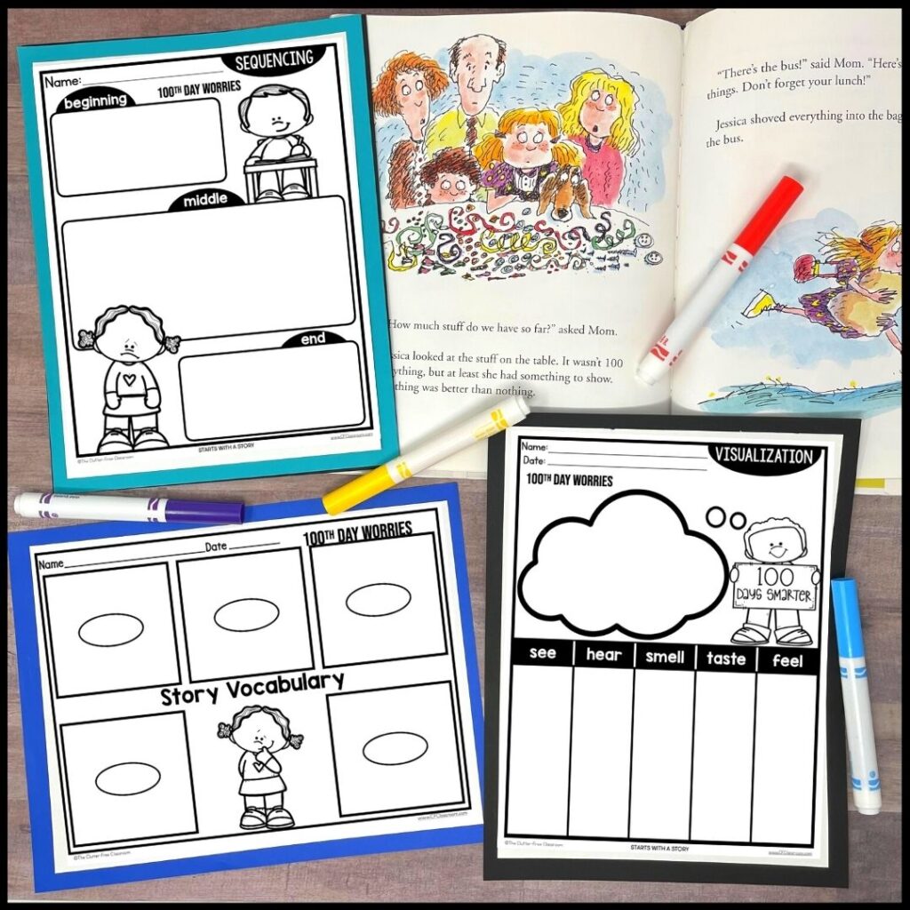 100th Day Worries book and worksheets