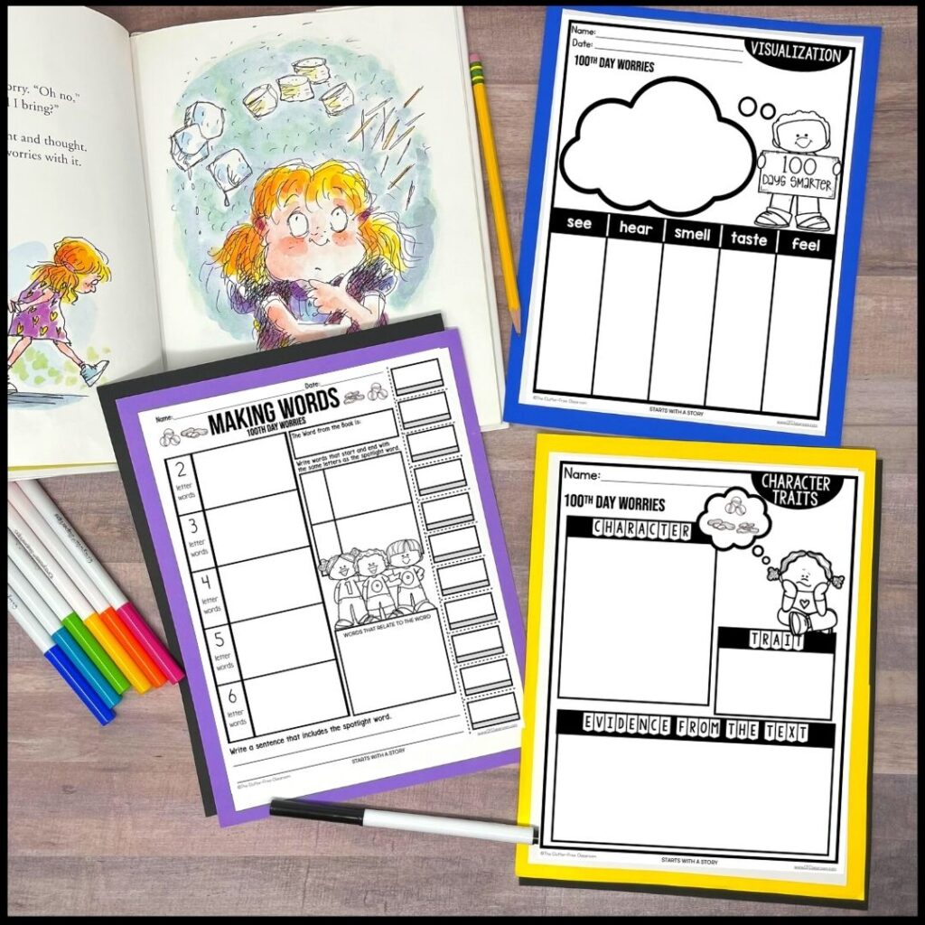 100th Day Worries book and worksheets