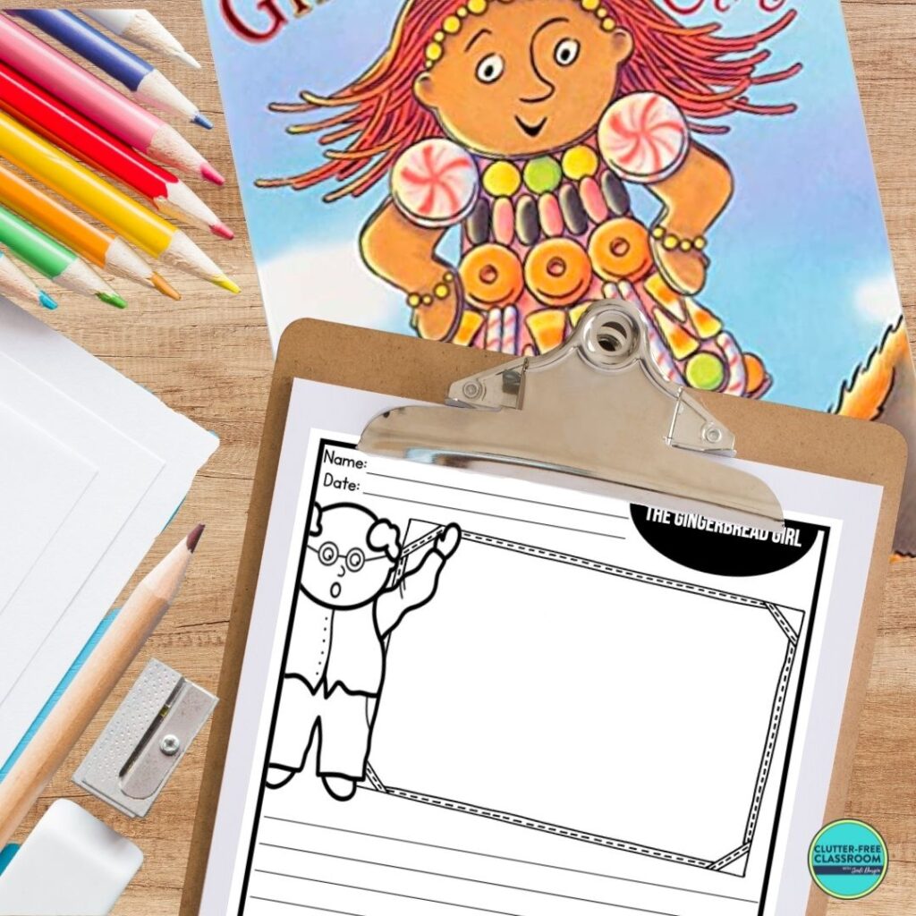The Gingerbread Girl book cover and writing paper