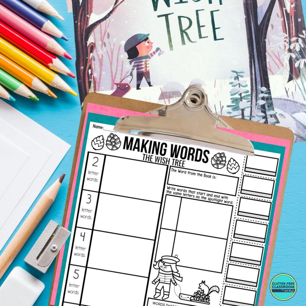 The Wish Tree book cover and worksheet