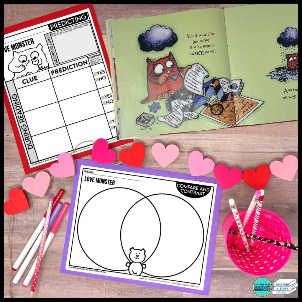 Love Monster book and worksheet activities