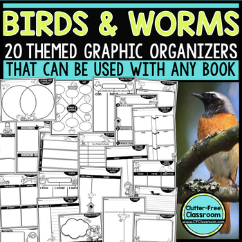 Bird and worm-themed graphic organizer templates