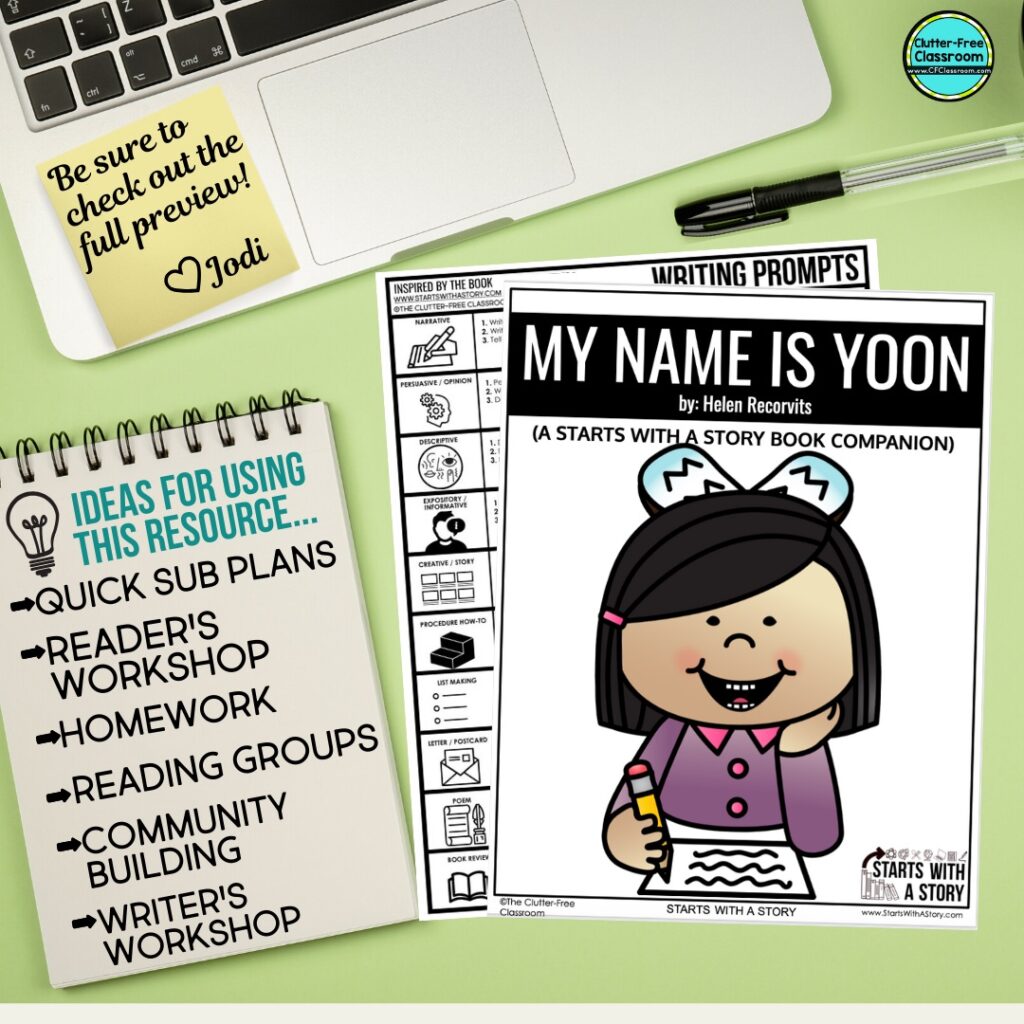 My Name is Yoon book companion activities