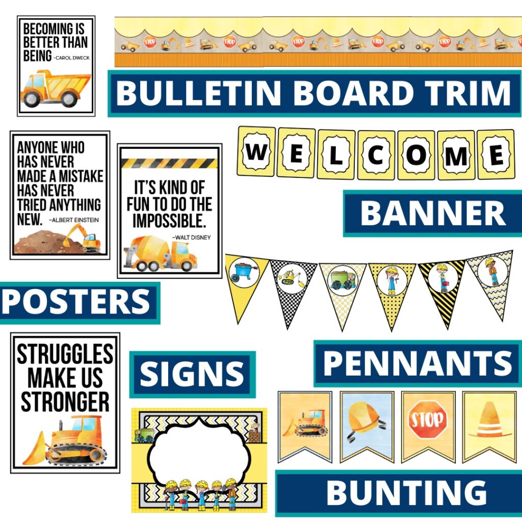 construction classroom decor theme bulletin board resources