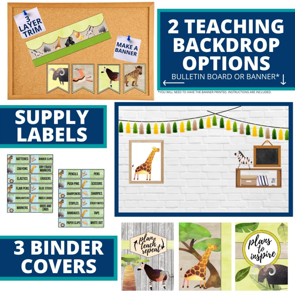jungle classroom theme labels, binder covers and more