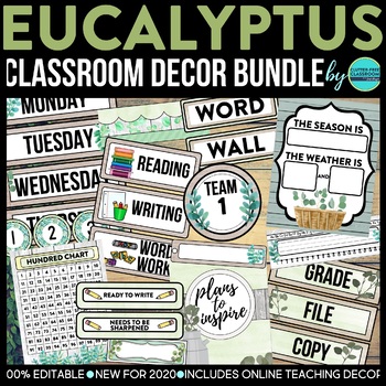 eucalyptus classroom decor bundle