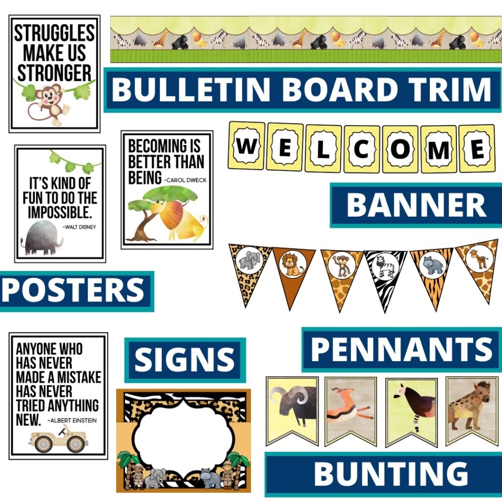 jungle classroom charts for teachers