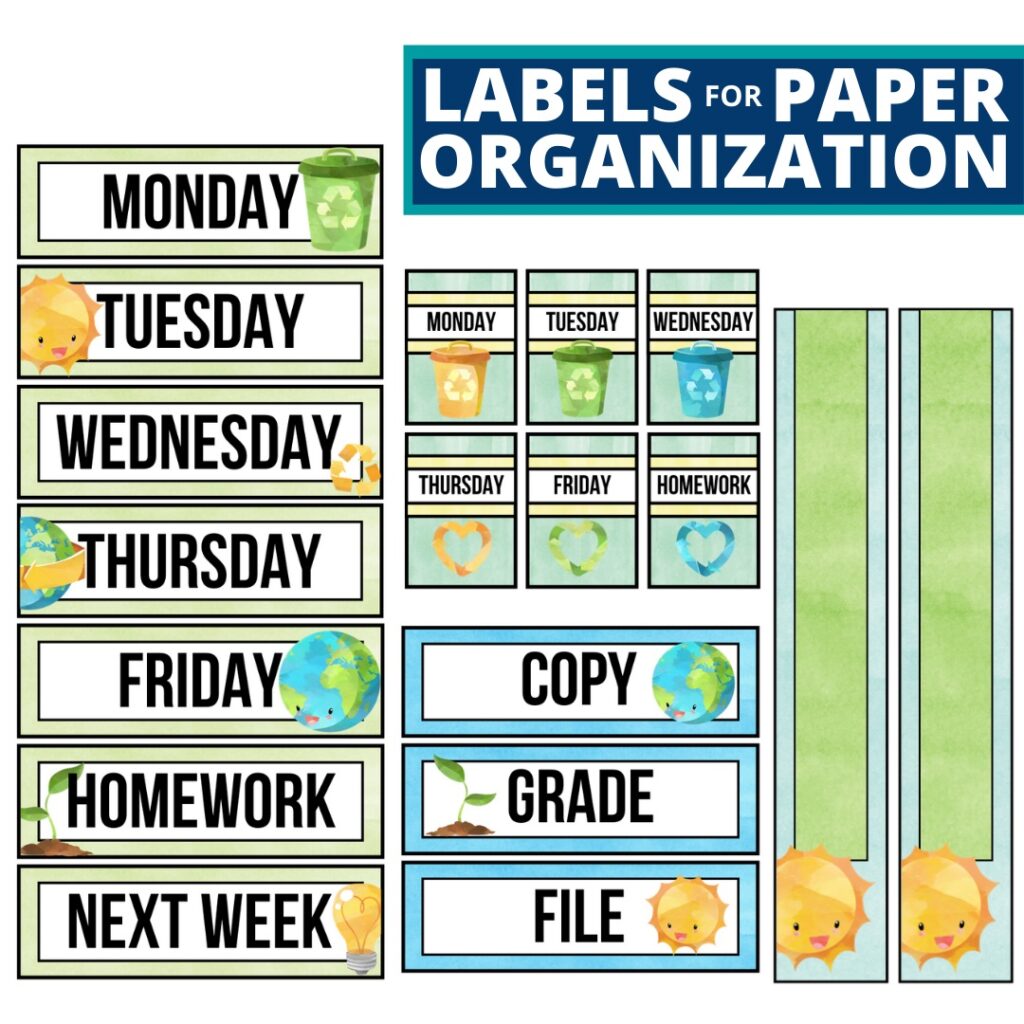 recycling classroom decor labels