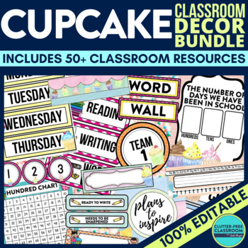 cupcake classroom decor bundle
