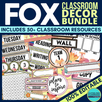 fox classroom decor bundle