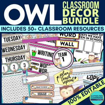 owl classroom decor bundle