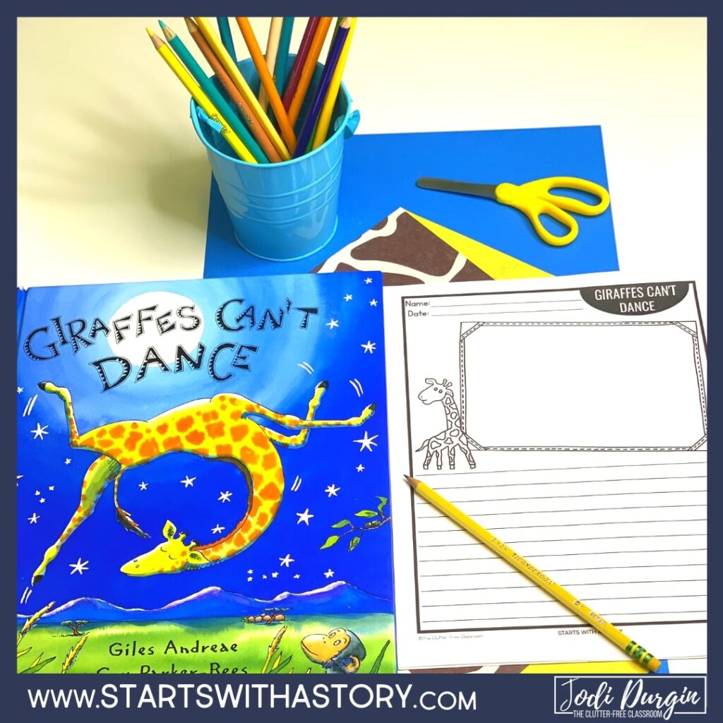 Giraffes Can't Dance book cover and writing activity