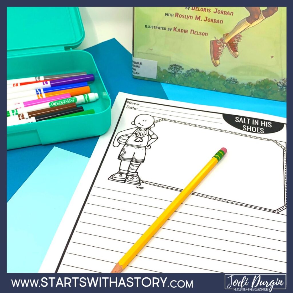 Salt in His Shoes book cover and writing activity