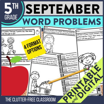 5th Grade September Word Problems