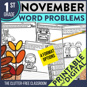 1st Grade November math word problems