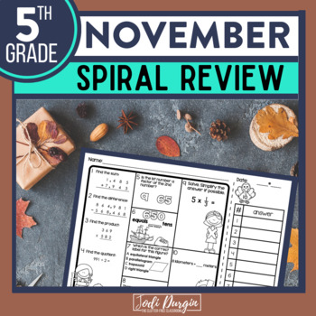 5th Grade November math activities