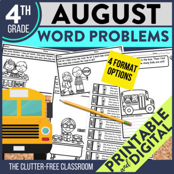 4th Grade August Math Word Problems