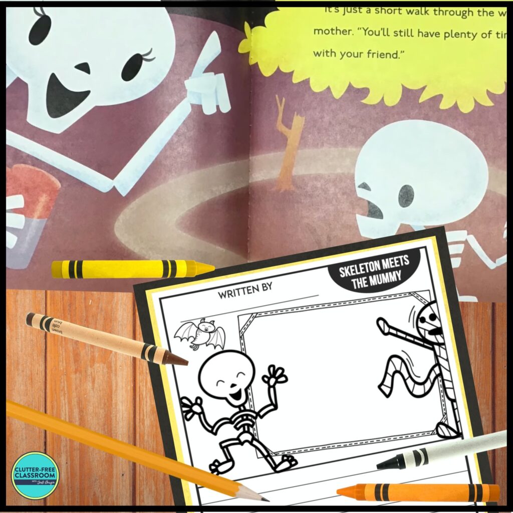 Skeleton Meets the Mummy book and writing activity