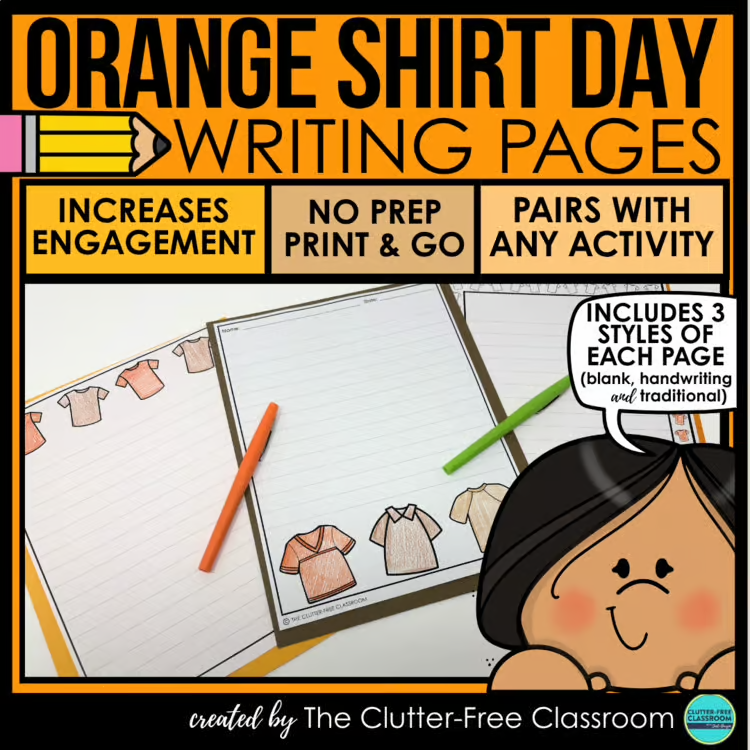 Orange Shirt Day writing paper