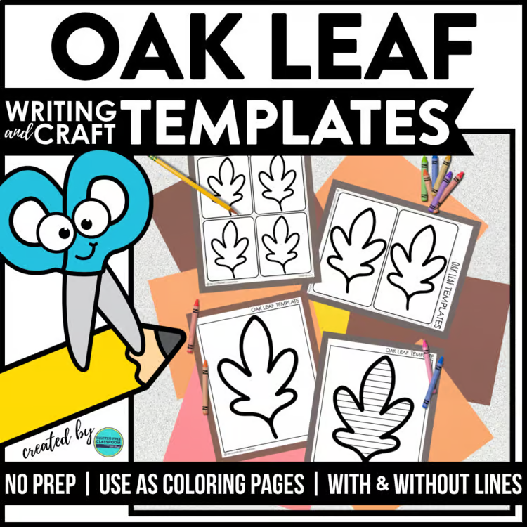 oak leaf writing and craft template
