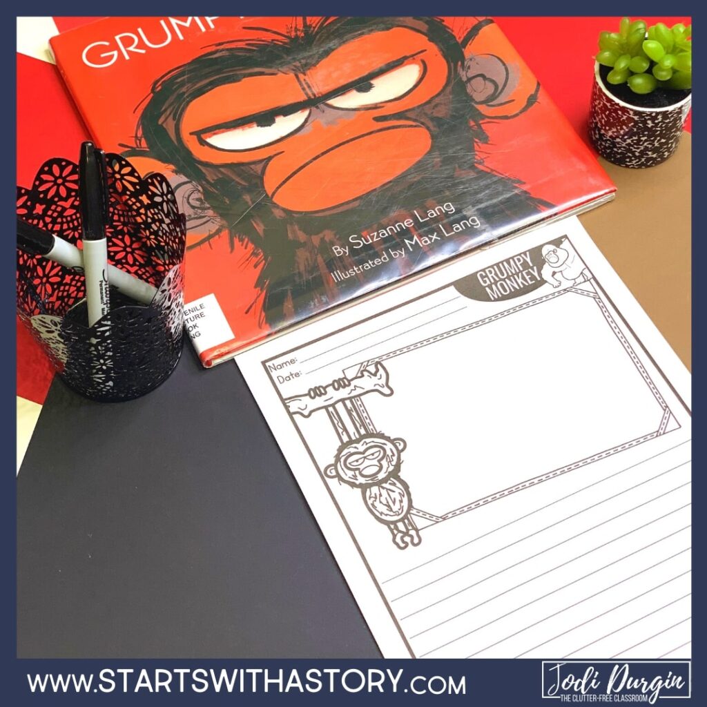 Grumpy Monkey book and writing activity