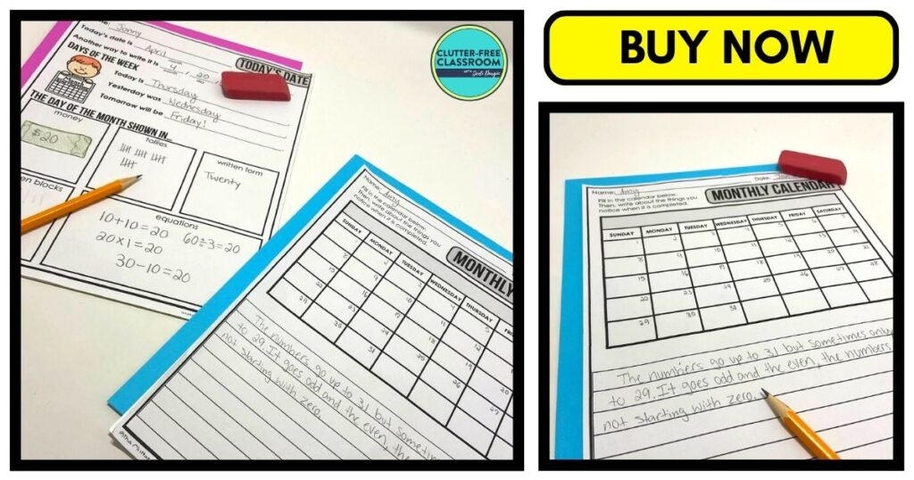 calendar activities for elementary students
