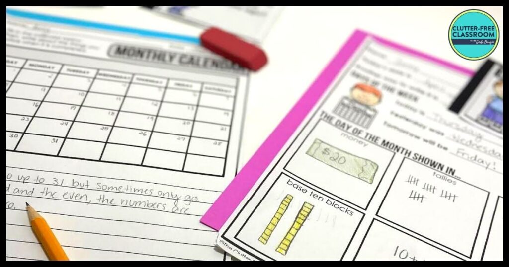 calendar activities for elementary students