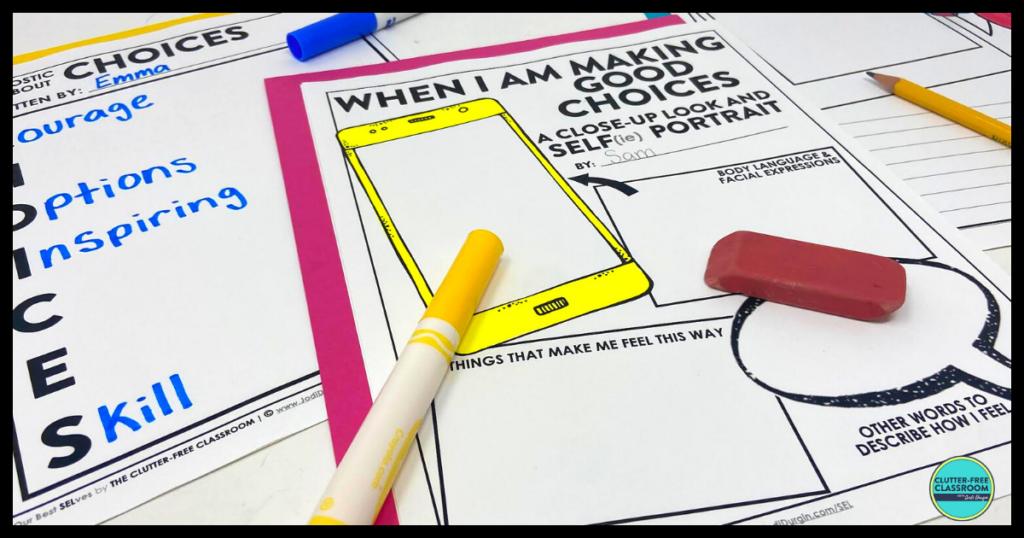 making good choices self-portrait activity and acrostic poem