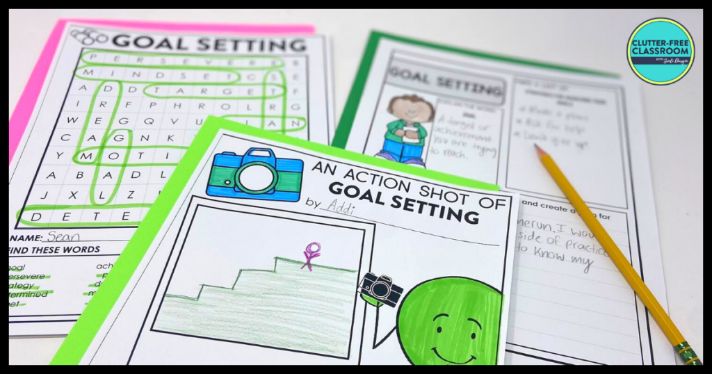 goal setting word search and writing activities