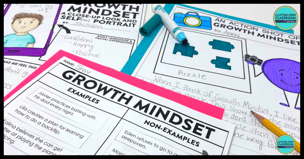 growth mindset sorting activity and writing activities