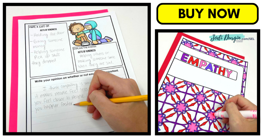 empathy coloring page and writing activity