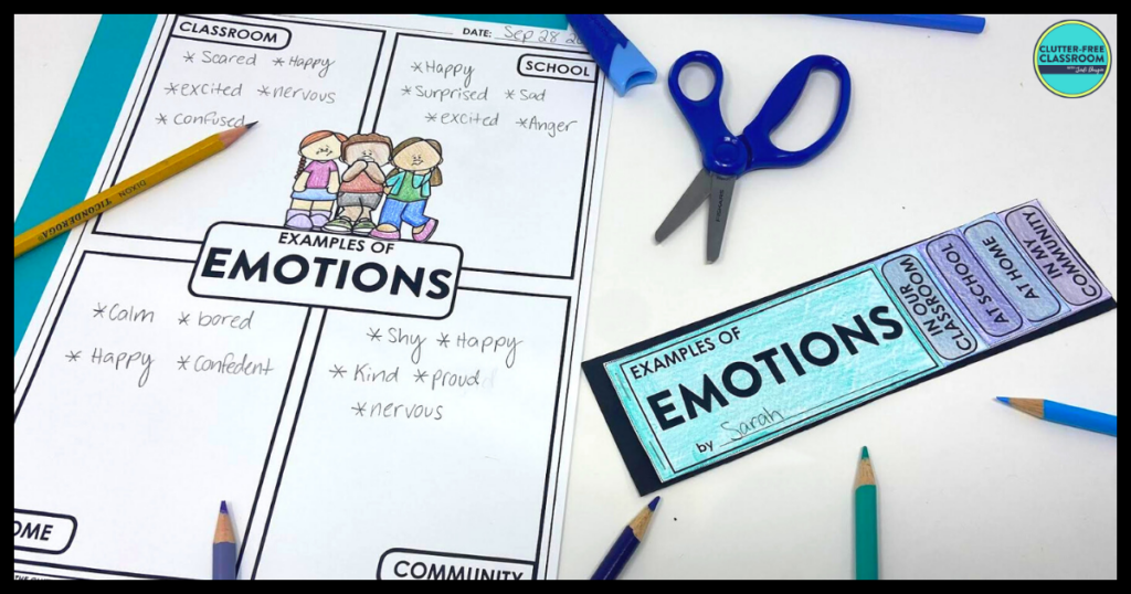 emotions writing activity and flip book