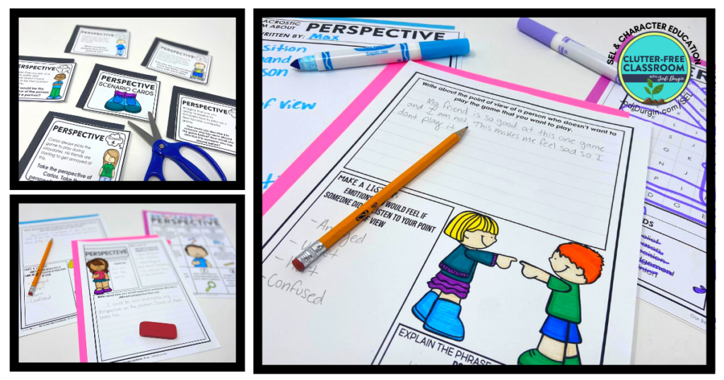 perspective word search, scenario task cards, and writing activities