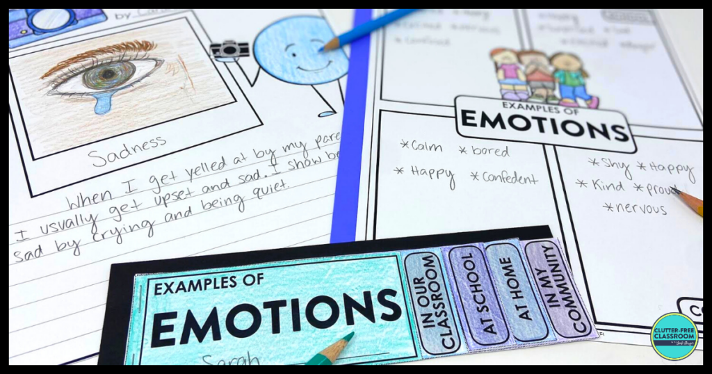 emotions flip book and writing activities