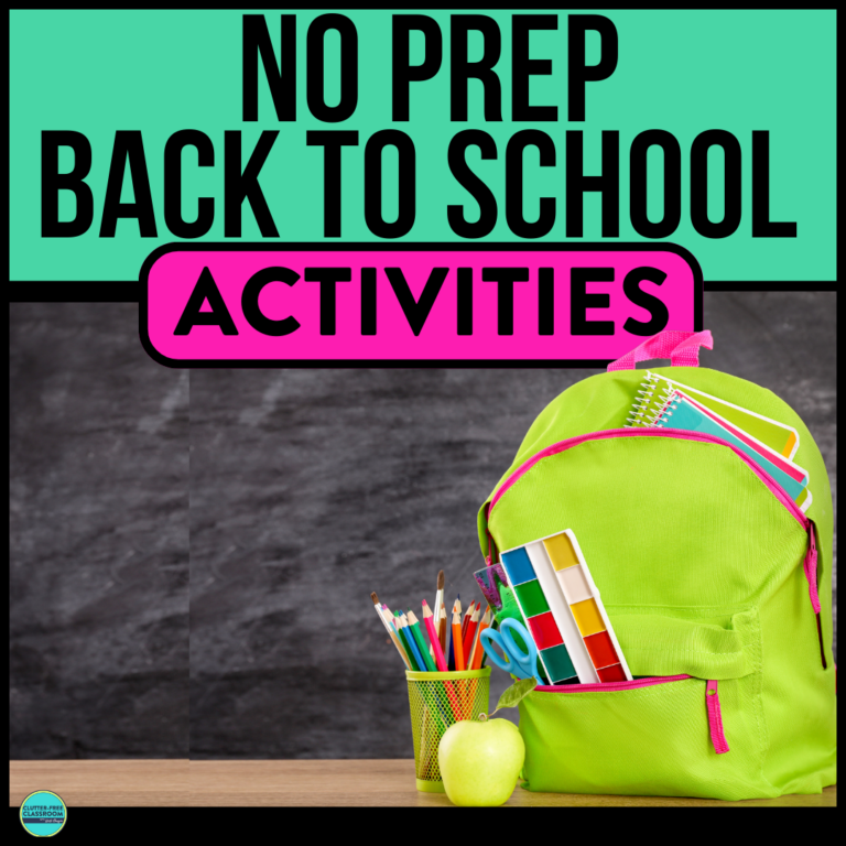 no prep back to school activities