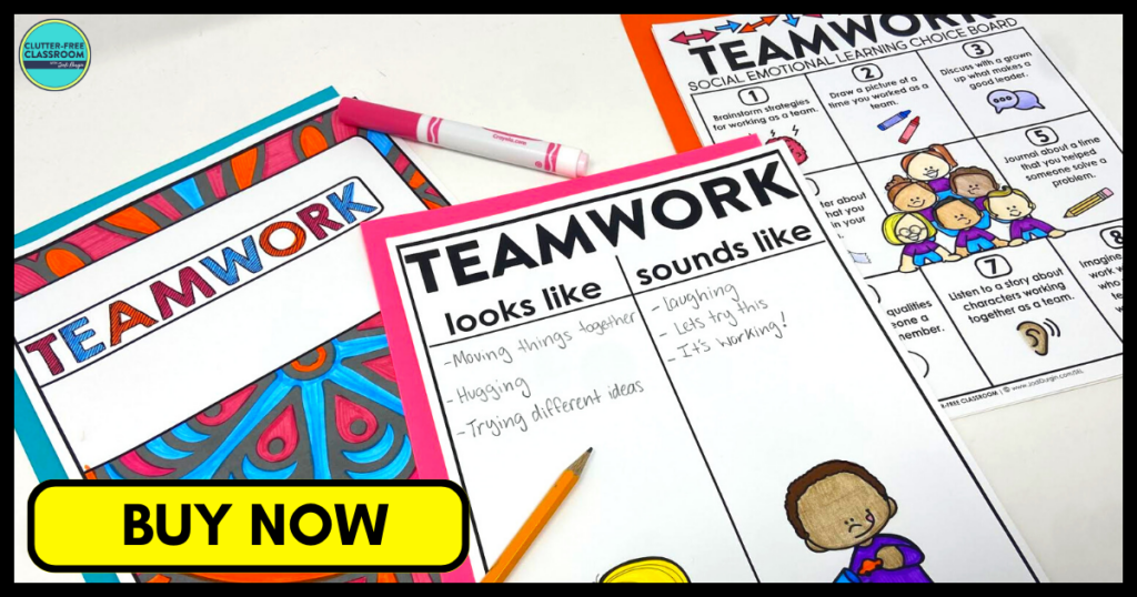 teamwork coloring page, looks like sounds like chart, and choice board