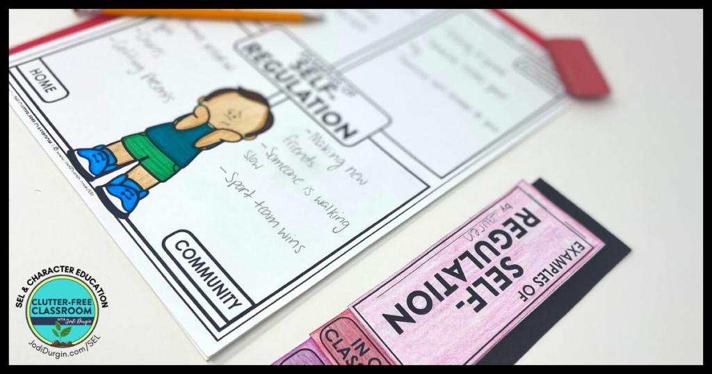 self-regulation flip book and writing activity