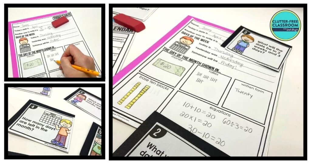calendar activities for elementary students