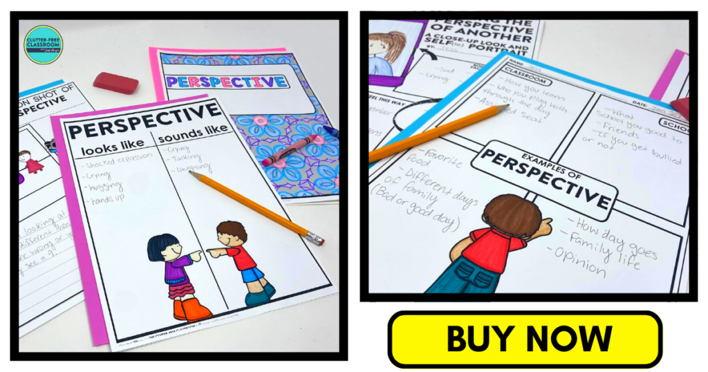 perspective coloring page and writing activities