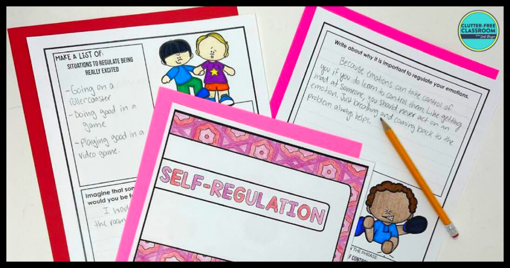 self-regulation coloring page and writing activities