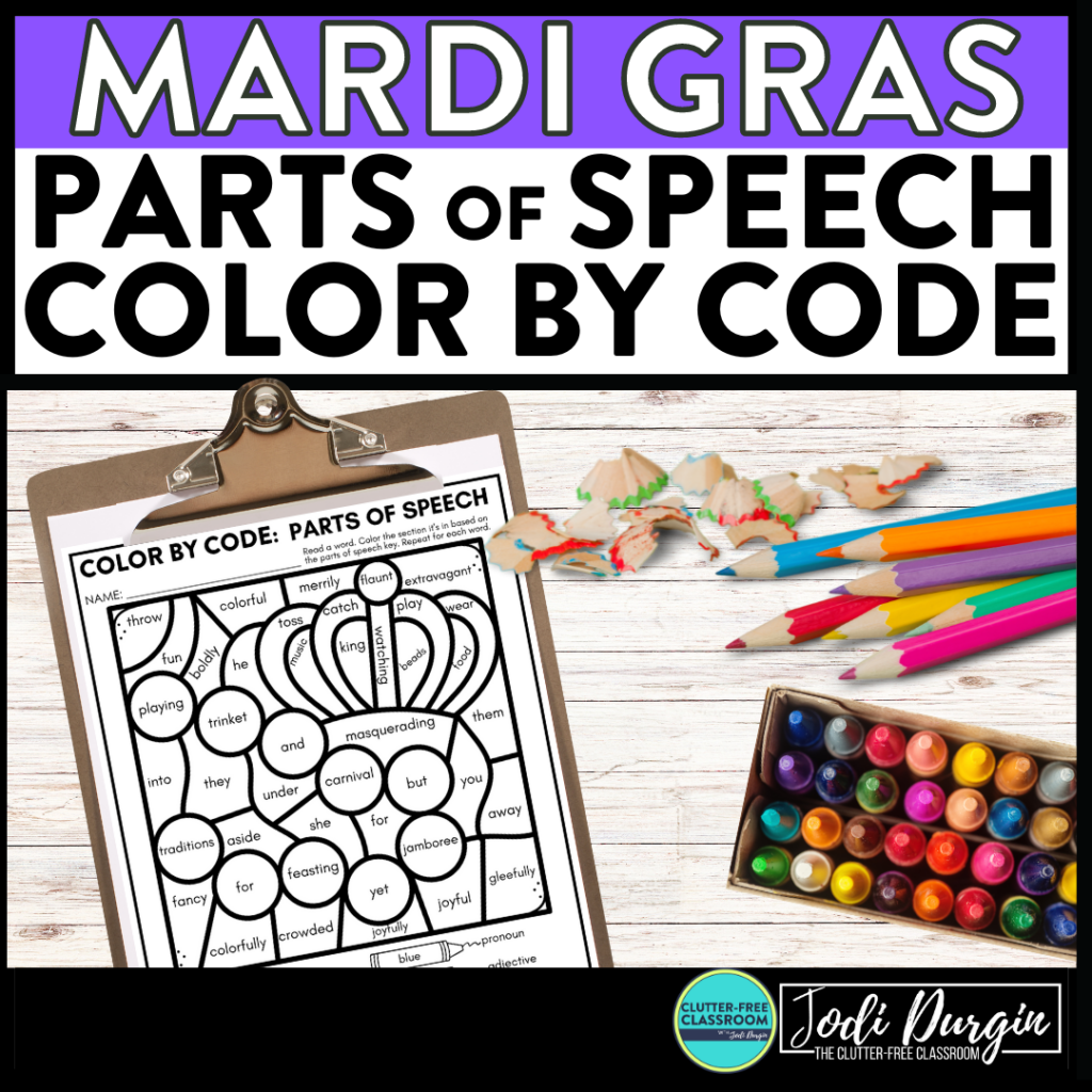 Mardi Gras color by code activities
