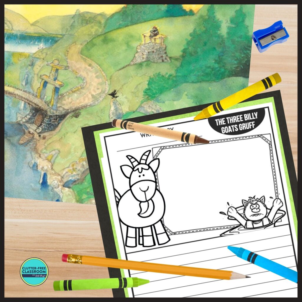 The Three Billy Goats Gruff book and writing activity