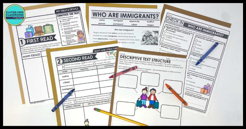 Five immigration reading comprehension activities