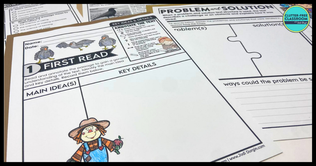 Scarecrow reading comprehension worksheets