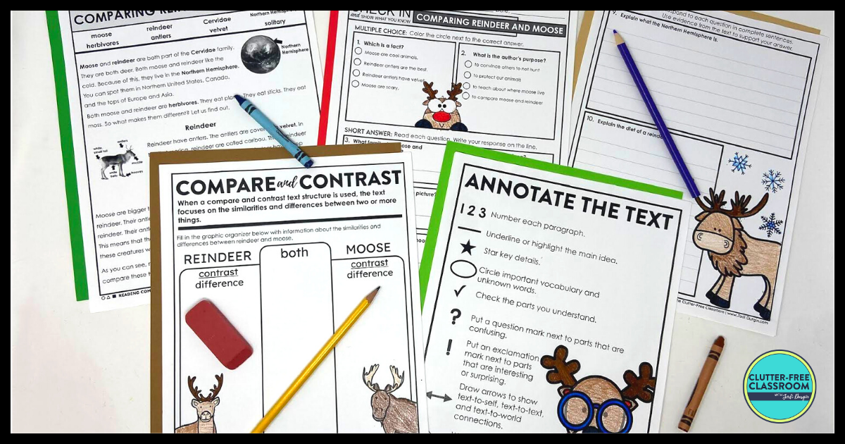 Reindeer Reading Comprehension Activities for 2nd, 3rd, and 4th Grade - Teaching with Jodi ...