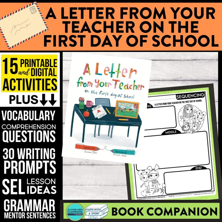 A Letter From Your Teacher on the First Day of School book companion