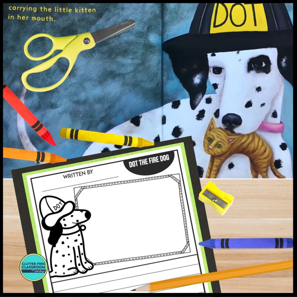 Dot the Fire Dog book and writing activity