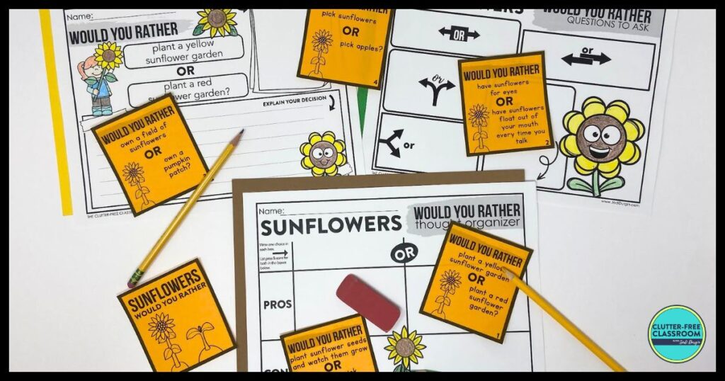 sunflower would you rather worksheets