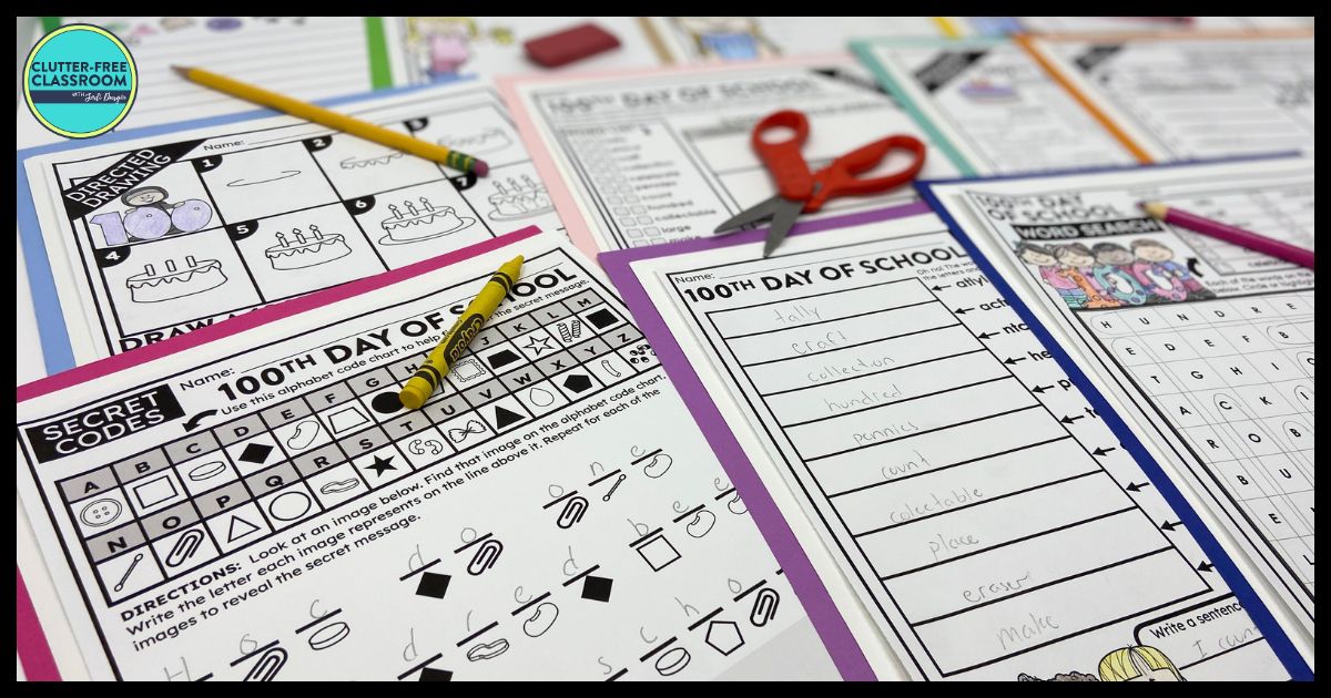 100th Day of School-themed worksheets